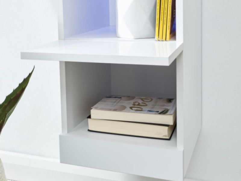 GFW Galicia White Gloss LED Wall Hanging Shelf Unit