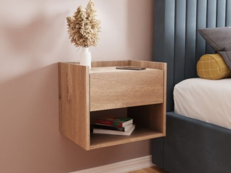 GFW Harmony Pair Of Wall Hanging Bedsides In Oak