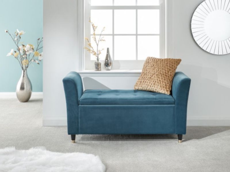 GFW Genoa Ottoman Storage Window Seat In Teal Fabric