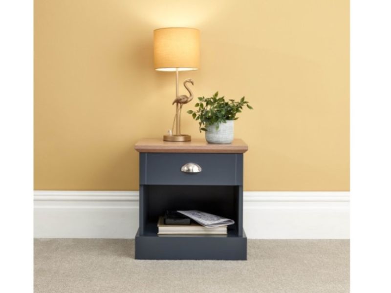 GFW Kendal 1 Drawer Bedside In Slate Blue