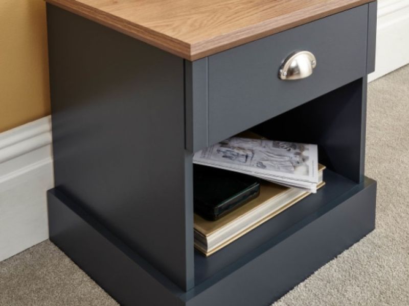 GFW Kendal 1 Drawer Bedside In Slate Blue