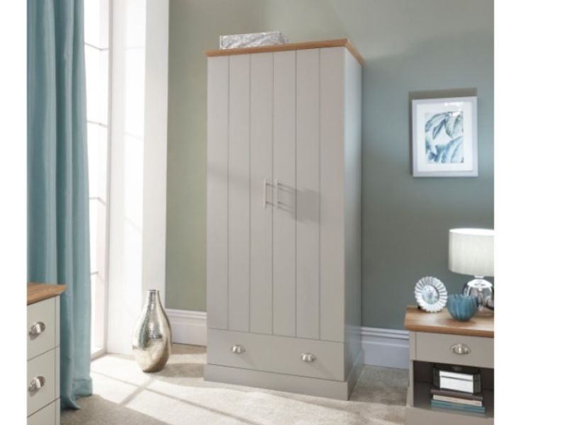 GFW Kendal 2 Door 1 Drawer Wardrobe In Grey