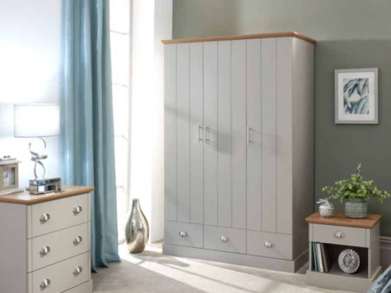 GFW Kendal 3 Door 3 Drawer Wardrobe In Grey