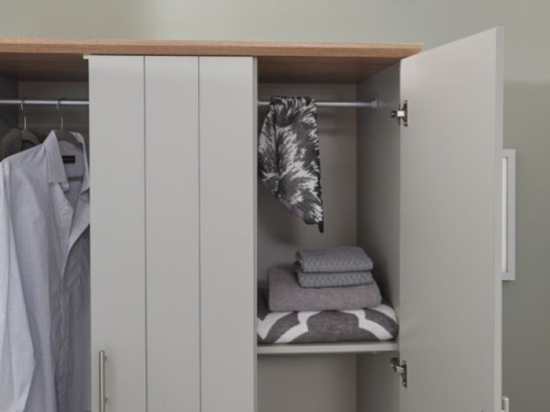 GFW Kendal 3 Door 3 Drawer Wardrobe In Grey