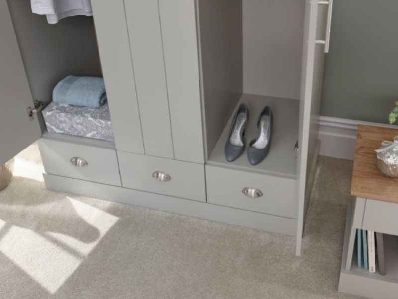 GFW Kendal 3 Door 3 Drawer Wardrobe In Grey