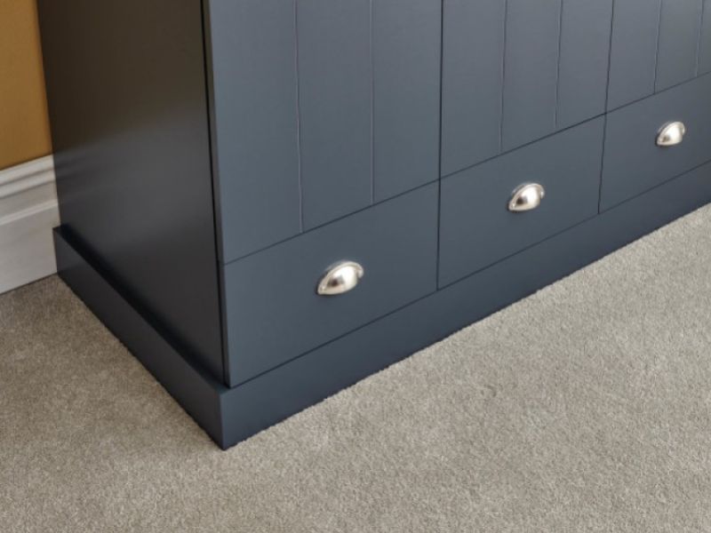 GFW Kendal 3 Door 3 Drawer Wardrobe In Slate Blue