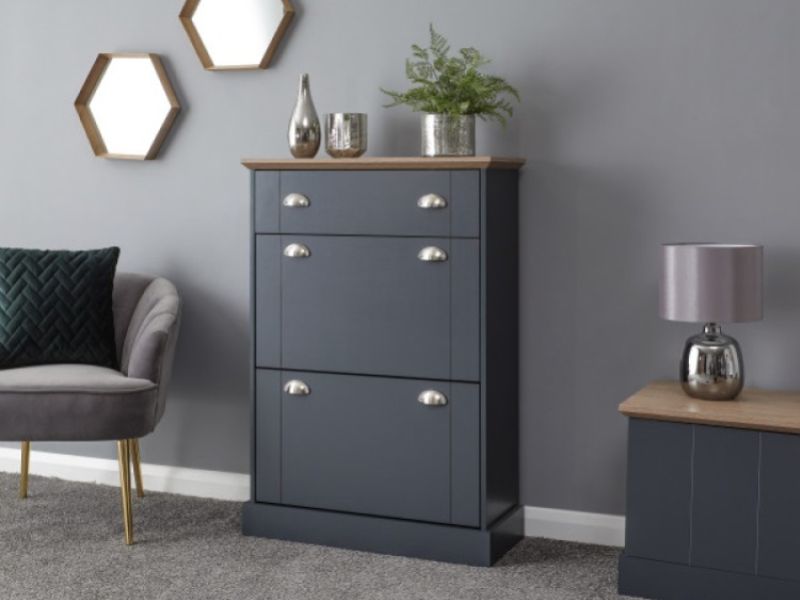 GFW Kendal Deluxe Shoe Cabinet In Slate Blue