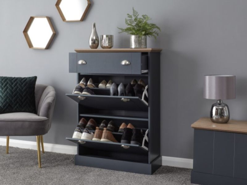 GFW Kendal Deluxe Shoe Cabinet In Slate Blue