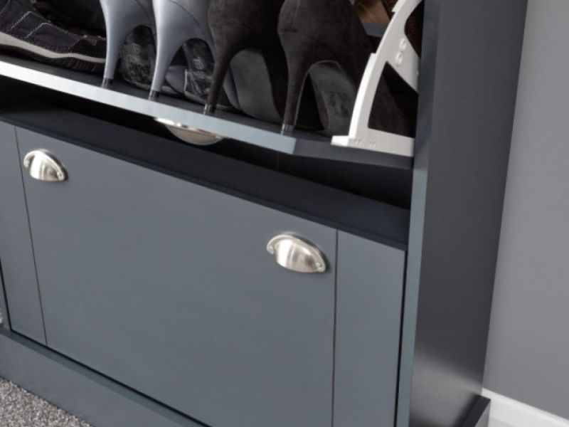 GFW Kendal Deluxe Shoe Cabinet In Slate Blue