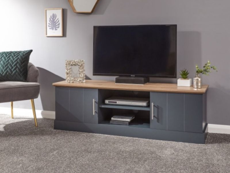 GFW Kendal Large TV Unit In Slate Blue