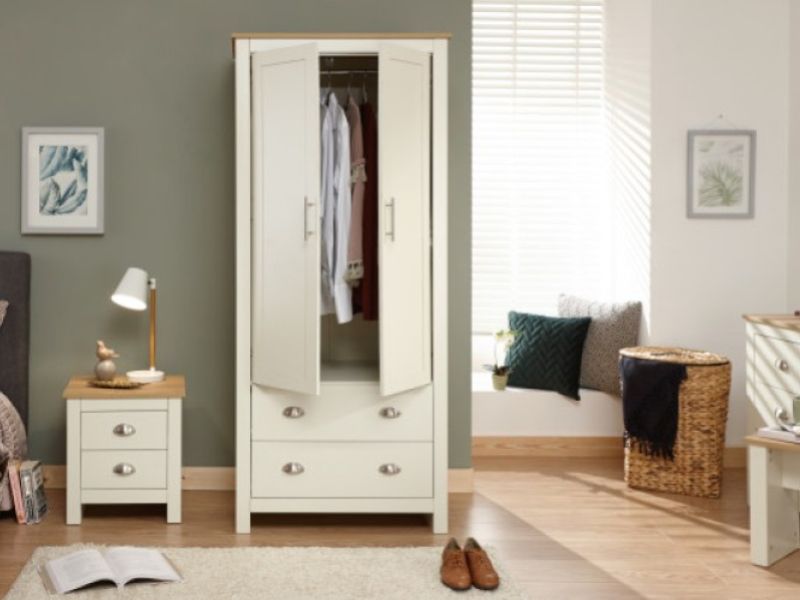 GFW Lancaster 2 Door 2 Drawer Wardrobe In Cream