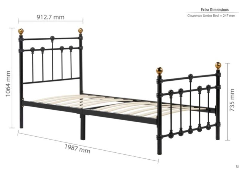 Birlea Atlas 3ft Single Black Metal Bed Frame