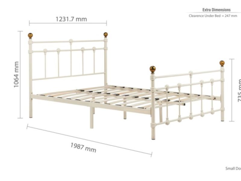 Birlea Atlas 4ft Small Double Cream Metal Bed Frame