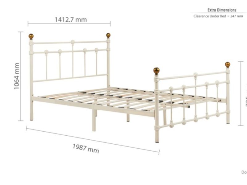 Birlea Atlas 4ft6 Double Cream Metal Bed Frame