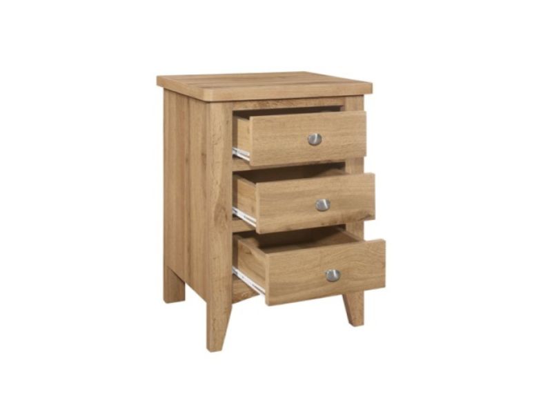 Birlea Hampstead Oak Finish 3 Drawer Bedside