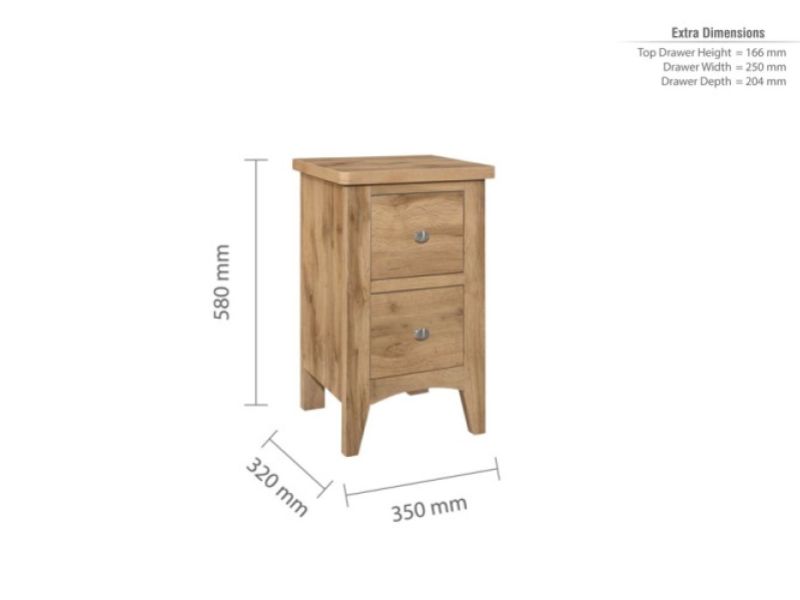 Birlea Hampstead Oak Finish 2 Drawer Bedside