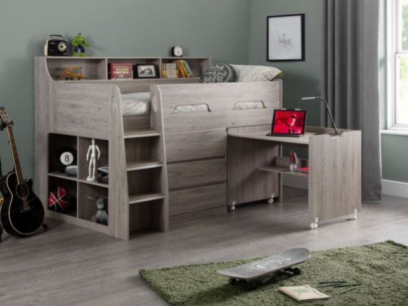 Julian Bowen Jupiter Midsleeper Bed In Grey Oak