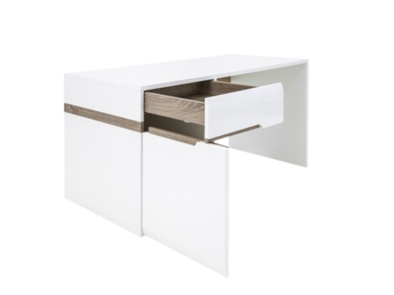 FTG Chelsea Bedroom Desk/Dressing table in white with an Truffle Oak Trim