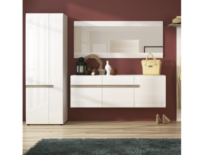 FTG Chelsea Bedroom 2 Door Wardrobe in white with an Truffle Oak Trim