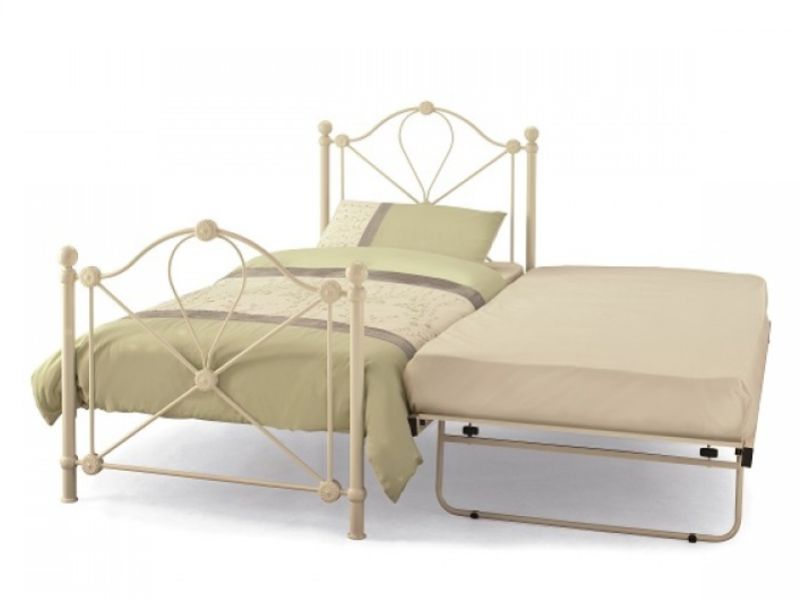 Serene Lyon 3ft  Single Ivory Gloss Metal Guest Bed Frame