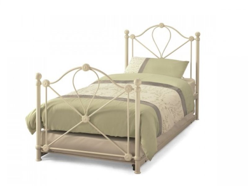 Serene Lyon 3ft  Single Ivory Gloss Metal Guest Bed Frame