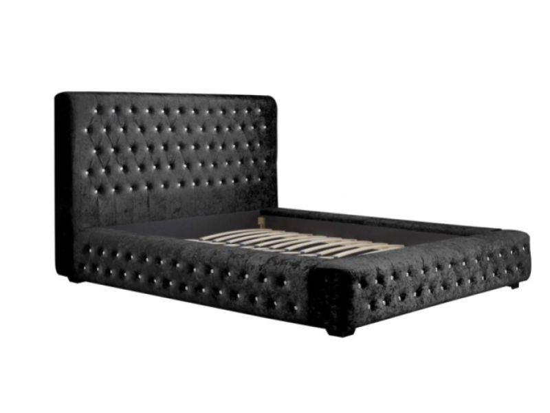 Birlea Grande 6ft Super Kingsize Black Crushed Velvet Fabric Bed Frame by Birlea