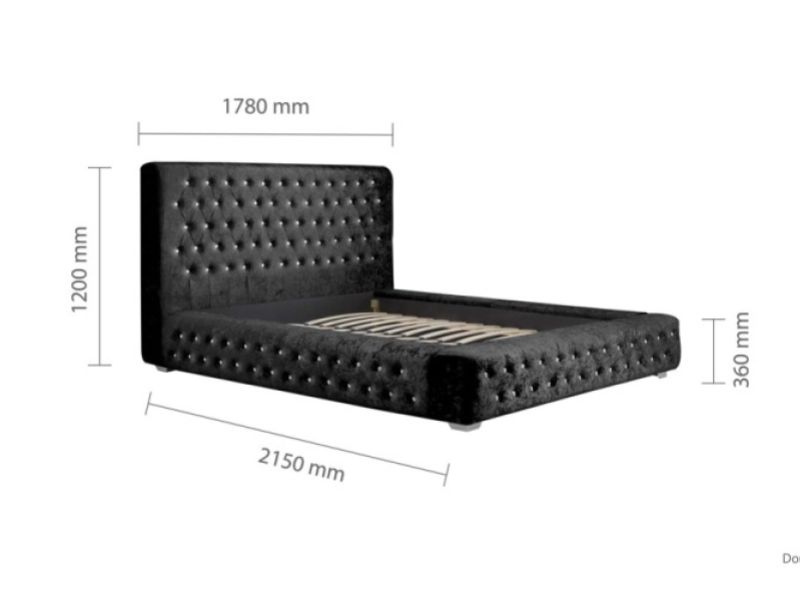 Birlea Grande 4ft6 Double Black Crushed Velvet Fabric Bed Frame