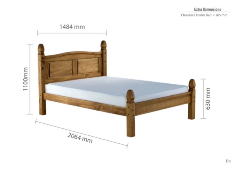 Birlea Corona 4ft6 Double Pine Bed Frame with Low Footend