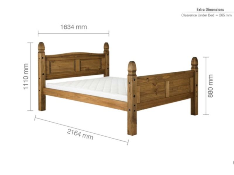 Birlea Corona 5ft King Size Pine Bed Frame with High Footend