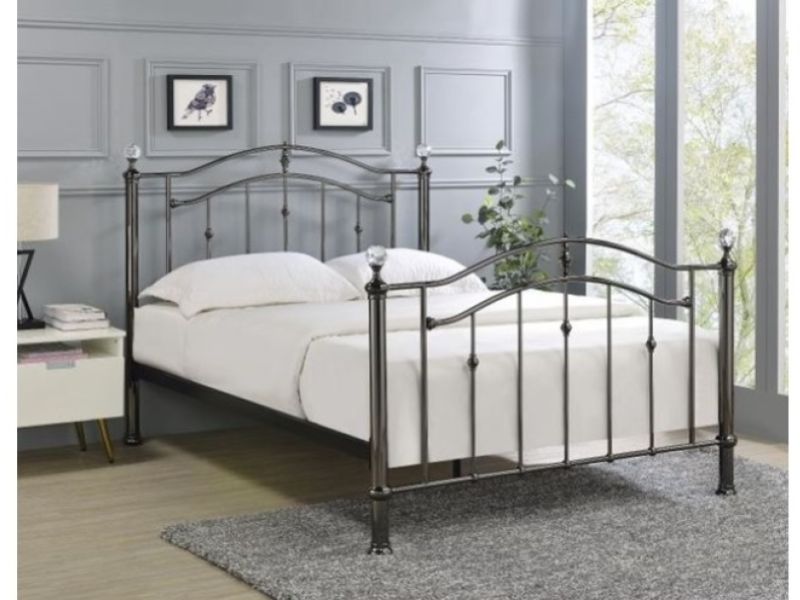 Limelight Callisto 4ft6 Double Black Chrome Metal Bed Frame With Choice Of Finials