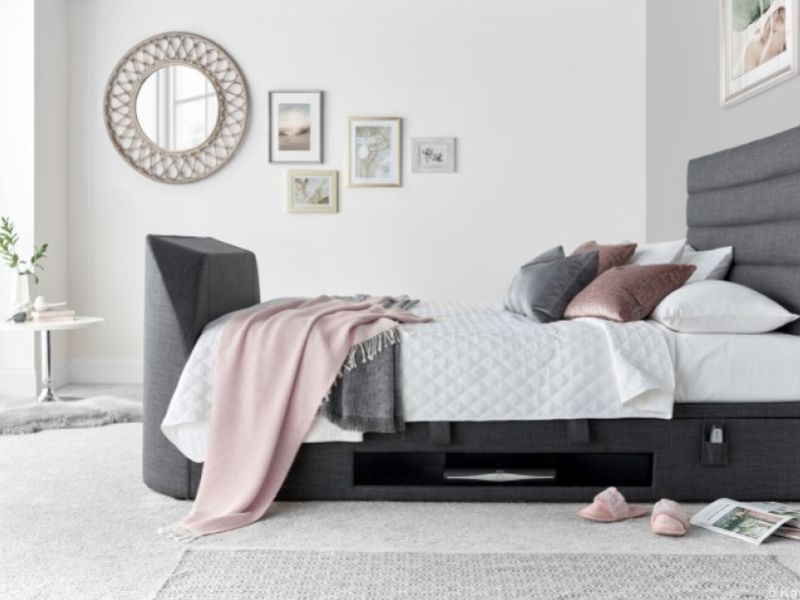 Kaydian Appleton 4ft6 Double Slate Grey Fabric Ottoman TV Bed
