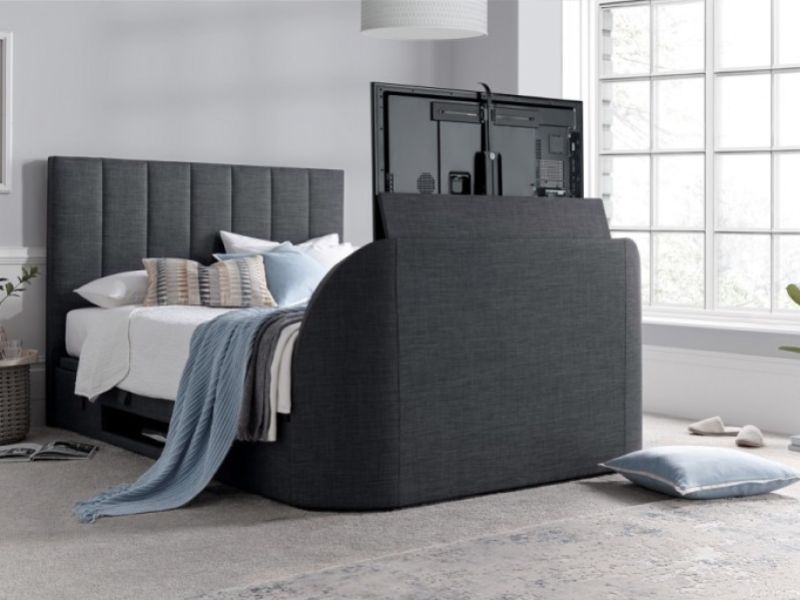 Kaydian Medway 4ft6 Double Slate Grey Fabric Ottoman TV Bed