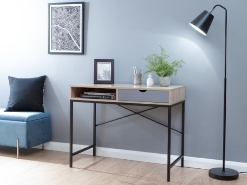 GFW Telford Computer Desk In Light Oak And Grey