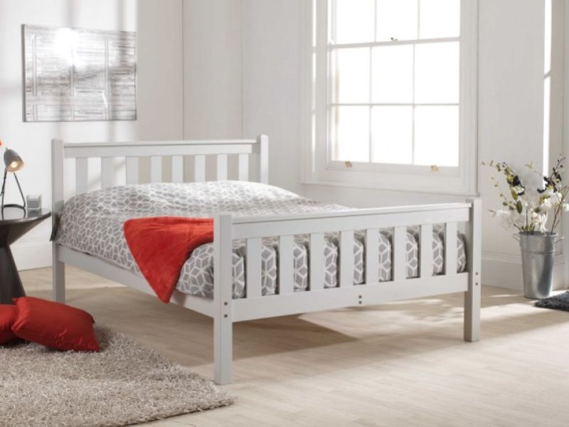 Friendship Mill Shaker High Foot End 3ft Single Pine Wooden Bed Frame In Grey