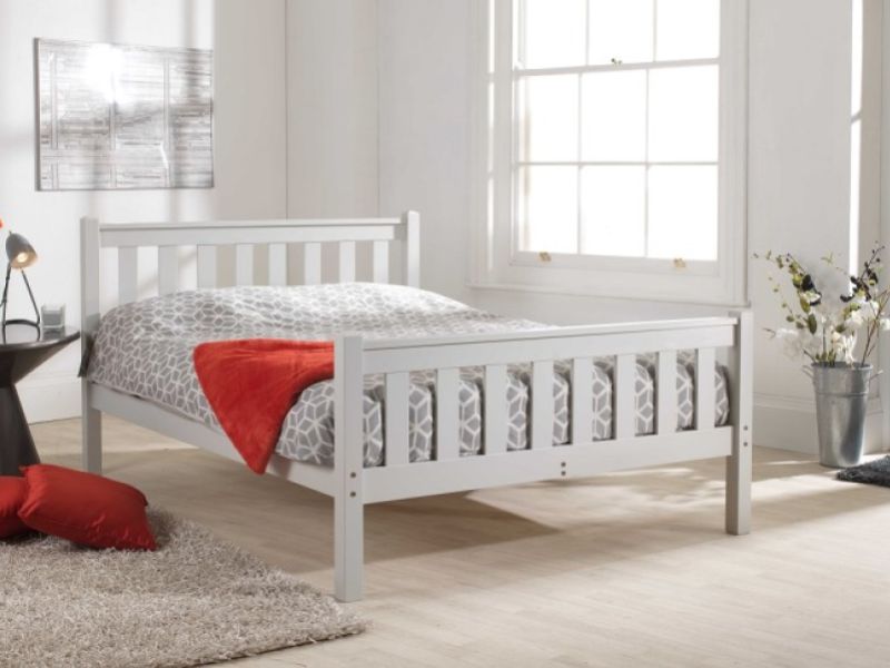 Friendship Mill Shaker High Foot End 3ft6 Large Single Pine Wooden Bed Frame In Grey