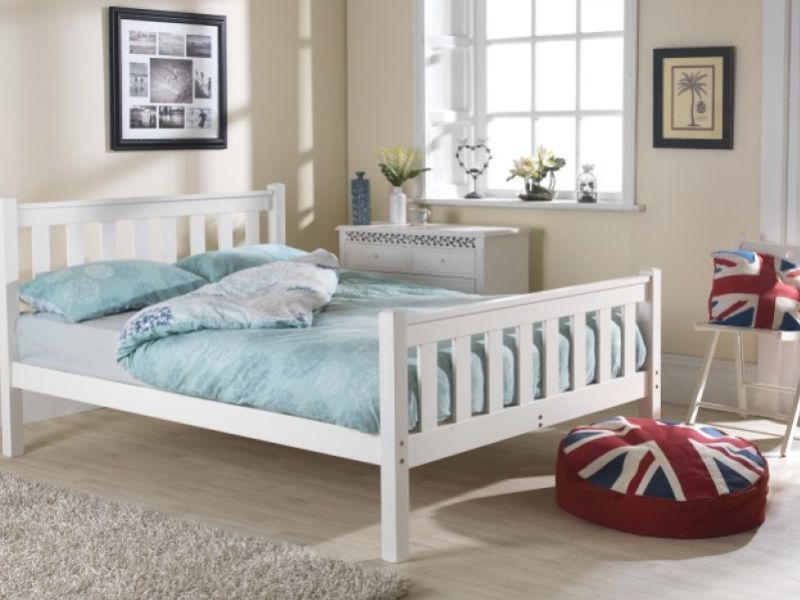 Friendship Mill Shaker High Foot End 3ft Single Pine Wooden Bed Frame In White