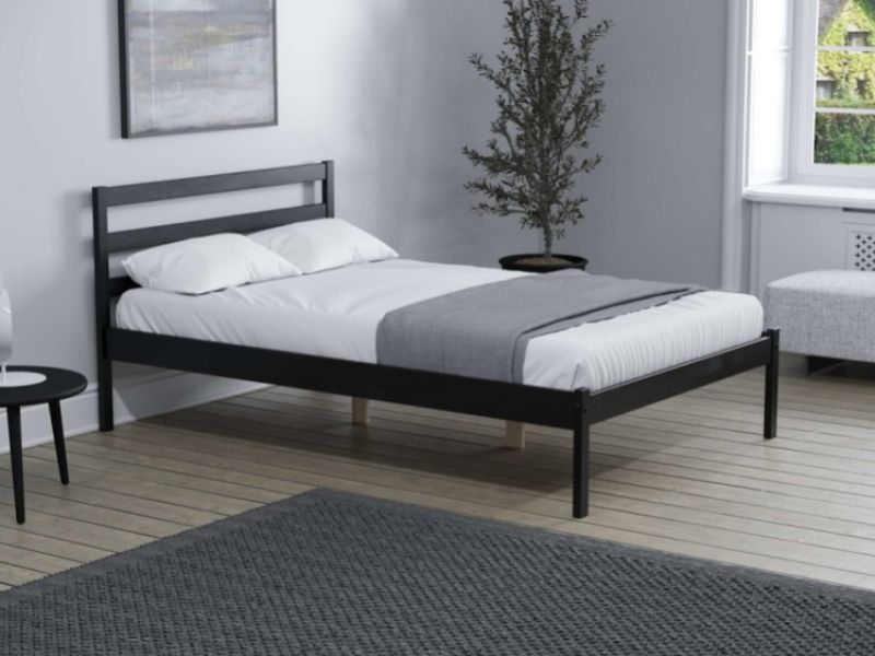 Birlea Luka 4ft Small Double Black Pine Wooden Bed Frame