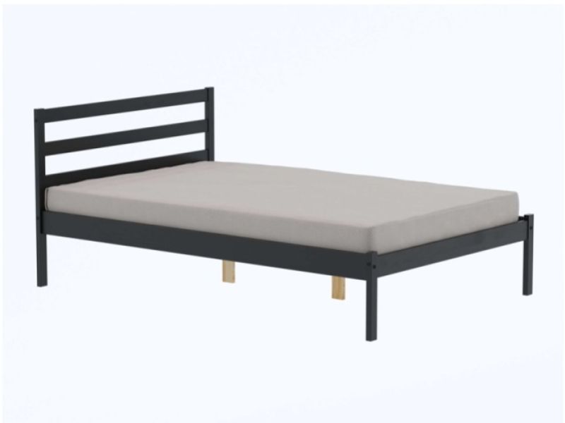 Birlea Luka 4ft Small Double Black Pine Wooden Bed Frame