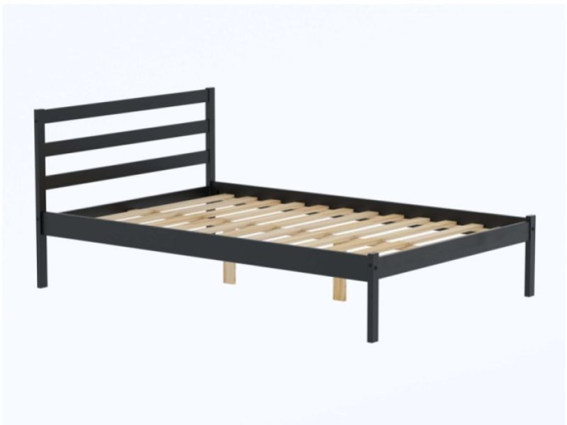 Birlea Luka 4ft6 Double Black Pine Wooden Bed Frame