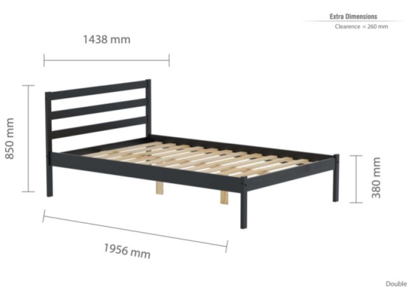 Birlea Luka 4ft6 Double Black Pine Wooden Bed Frame