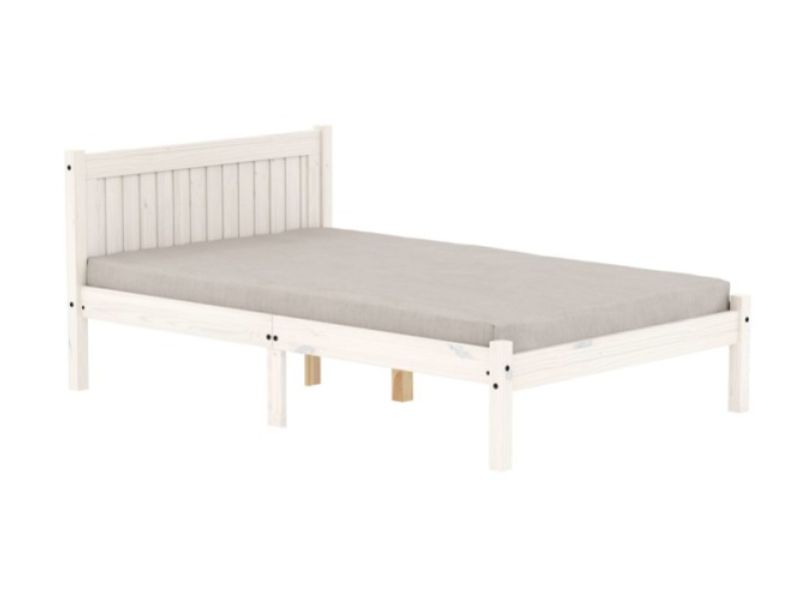 Birlea Rio 4ft Small Double White Washed Pine Wooden Bed Frame