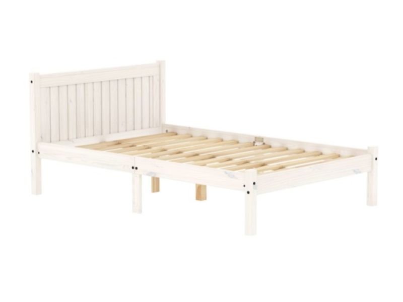 Birlea Rio 4ft Small Double White Washed Pine Wooden Bed Frame