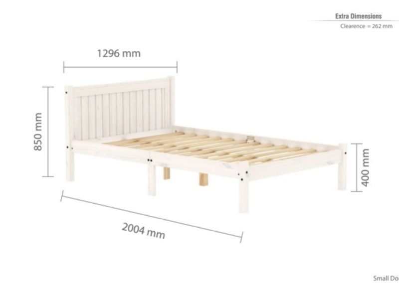 Birlea Rio 4ft Small Double White Washed Pine Wooden Bed Frame