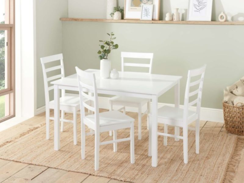 Birlea Cottesmore Rectangular Dining Set With 4 Upton Chairs In White