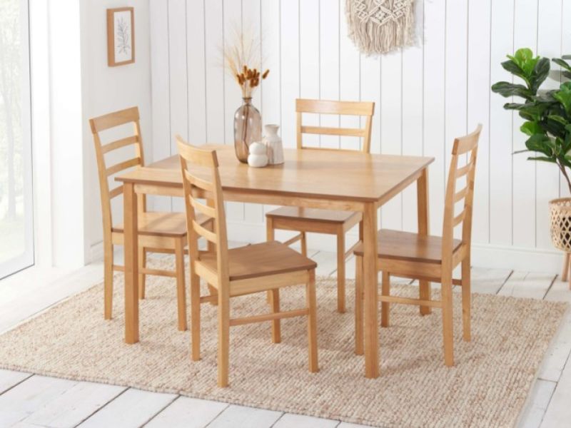 Birlea Cottesmore Rectangular Dining Set With 4 Upton Chairs In Oak