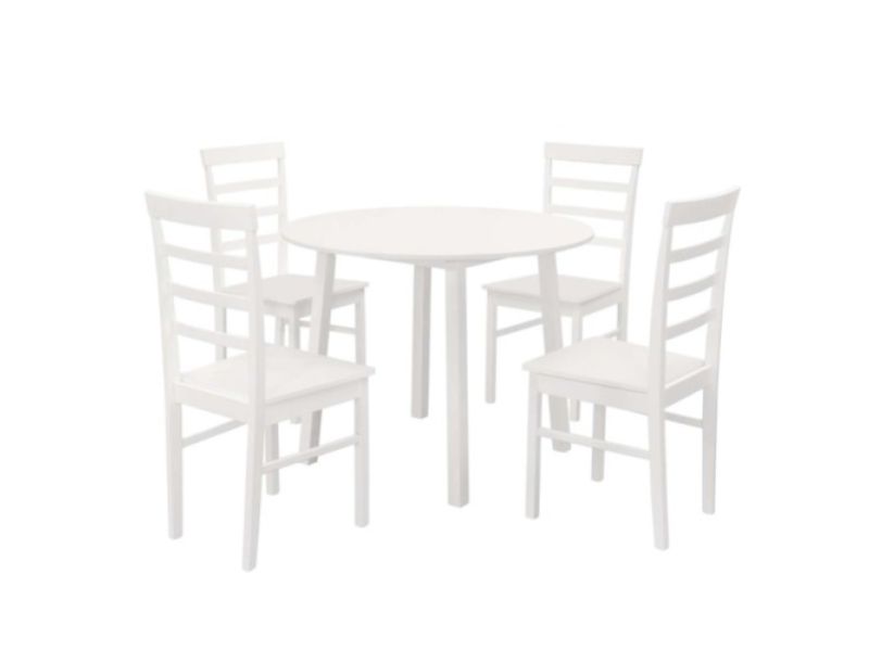 Birlea Pickworth Round Dining Set With 4 Upton Chairs In White