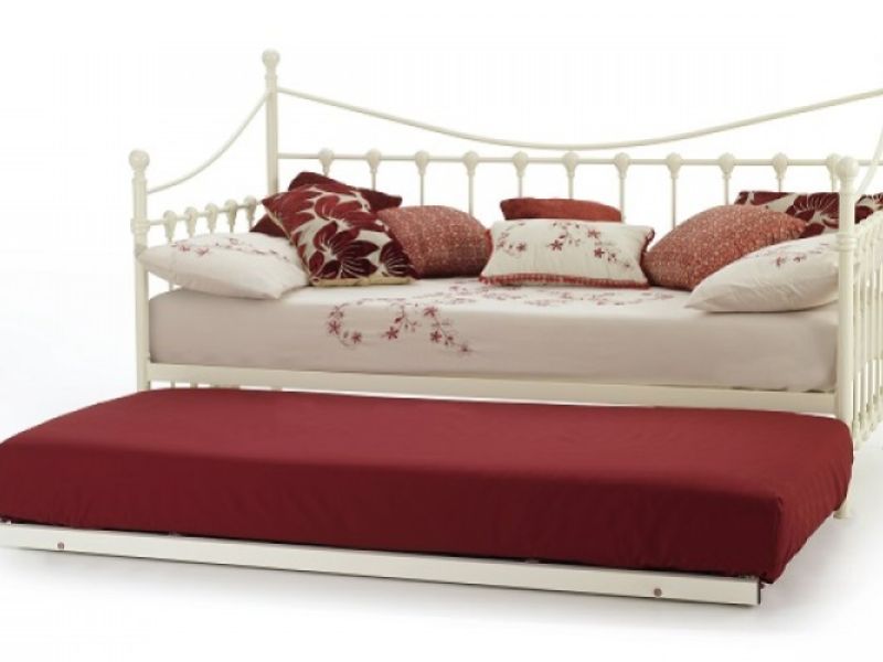 Serene Marseilles 3ft Single Ivory Metal Day Bed Frame with Under Bed