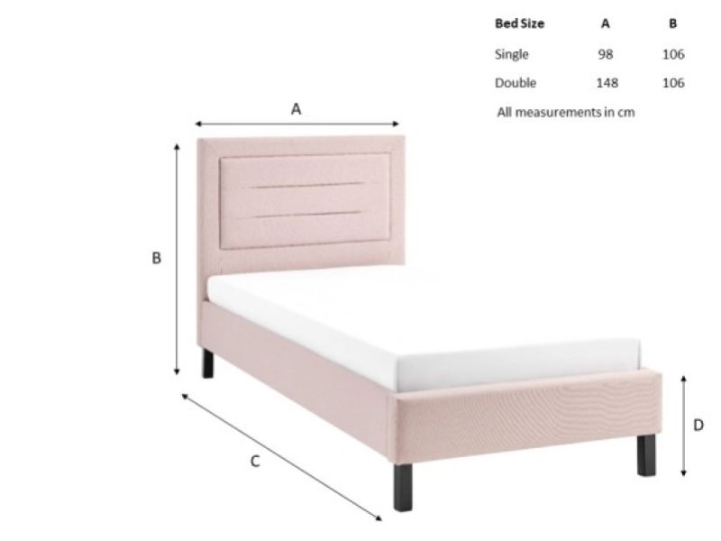 Limelight Picasso 3ft Single Pink Fabric Bed Frame