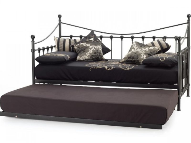 Serene Marseilles 3ft Single Black Metal Day Bed Frame with Under Bed