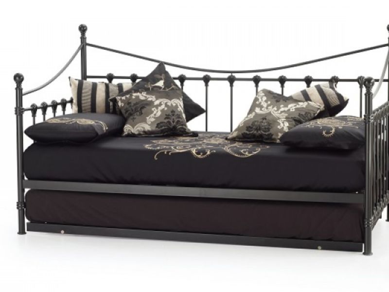 Serene Marseilles 3ft Single Black Metal Day Bed Frame with Under Bed